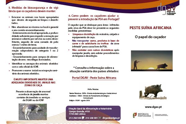Peste Suína Africana - o papel do caçador (DGAV)